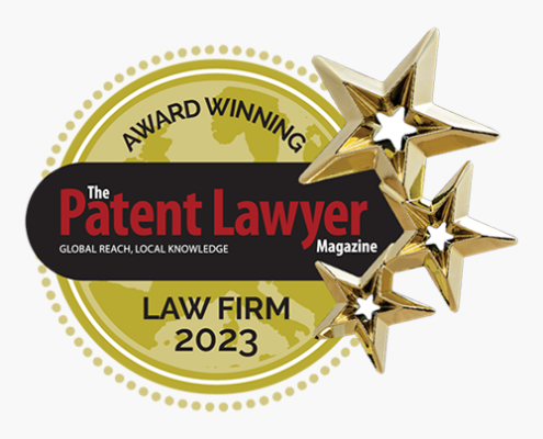 Siegel „Award Winning Law Firm 2023“ von The Patent Lawyer Magazine für BOEHMERT & BOEHMERT