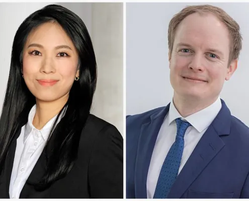 Porträtfotos von Minsun Song und Dr. Fabian Schmidt anlässlich eines Beitrags zur bestandenen EQE-Prüfung